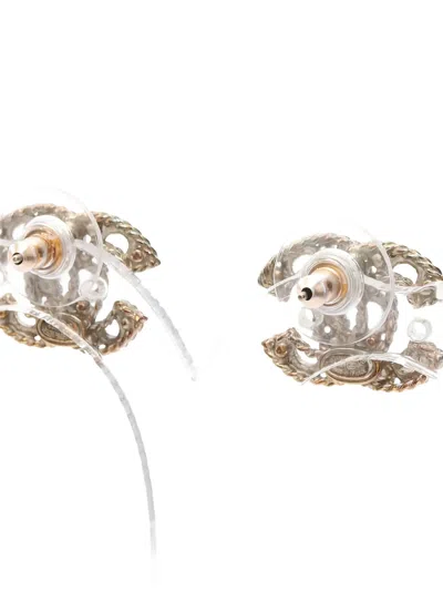 Pre-owned Chanel 1986-1988 Coco-mark Faux Pearl Earrings In Gold