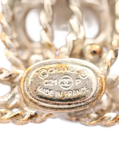 Pre-owned Chanel 1986-1988 Coco-mark Faux Pearl Earrings In Gold