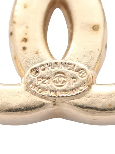 Pre-owned Chanel 1986-1988 Coco Mark Faux-pearl Earrings In Gold