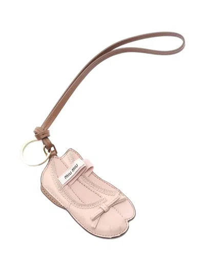 Pre-owned Miu Miu Logo Charm Keyring In Pink