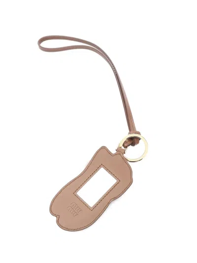 Pre-owned Miu Miu Logo Charm Keyring In Pink