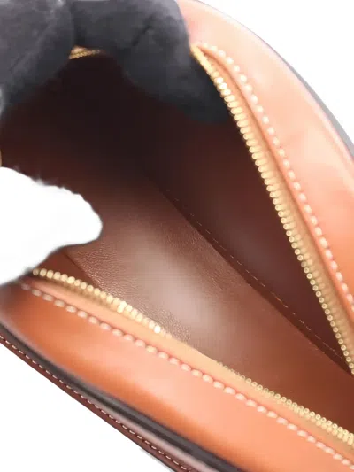 Pre-owned Celine 2010s Small Triomphe Oval Calfskin Crossbody Bag In Brown