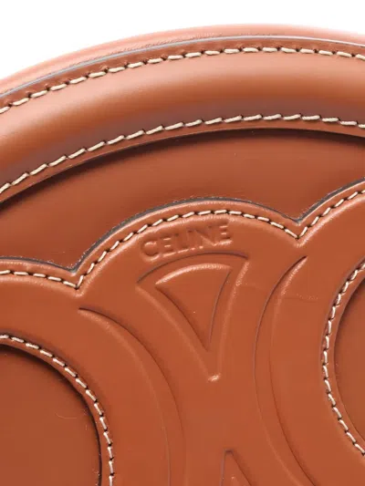 Pre-owned Celine 2010s Small Triomphe Oval Calfskin Crossbody Bag In Brown