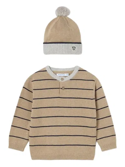 Mayoral Striped Button Sweater Hat In Multi