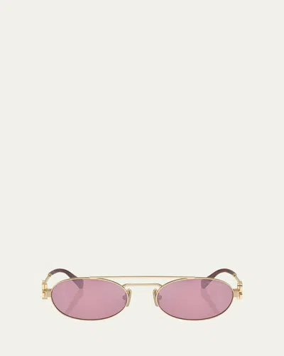 Miu Miu Womens Gold Mu 54zs Oval-frame Metal Sunglasses In Gold