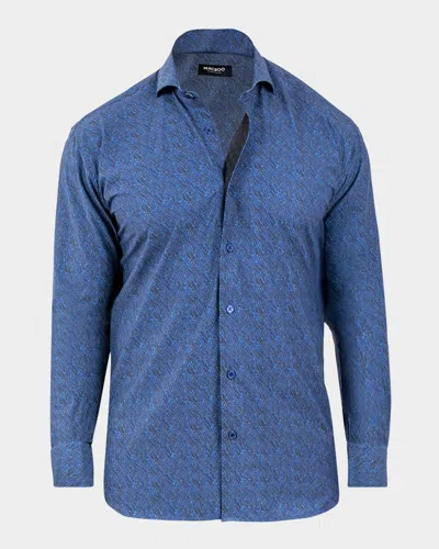 Maceoo Einstein Stretch Deep Night Button-up Shirt In Blue