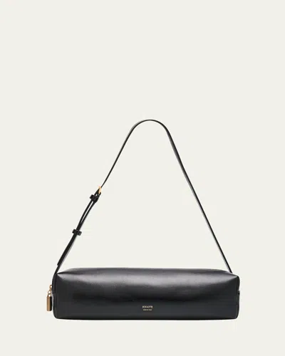 Khaite Kye Glossed-leather Shoulder Bag In Black