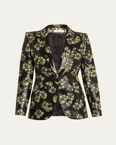 Alexander Mcqueen Lacquered Sunflower Single-breasted Jacket In Multi