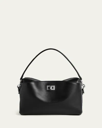 Balenciaga Rectangular Leather Handbag Top Handle In Black