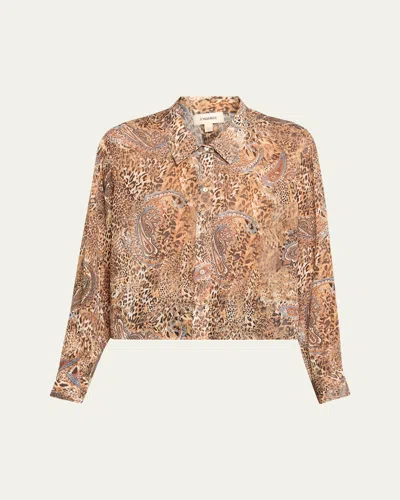 L'agence Valencia Leopard Cosette Button-front Blouse In Multi