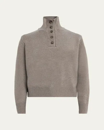 Yves Salomon Wool Turtleneck Pullover In Gray