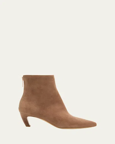 Gabriela Hearst Clayton Ankle Boot In Dark Camel Suede In Nude