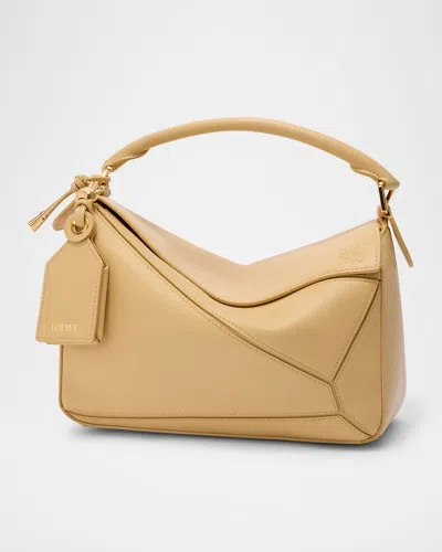 Loewe Small Leather Puzzle Edge Top-handle Bag In Yellow