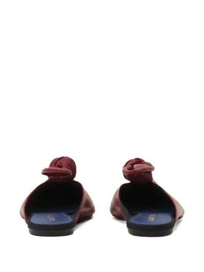 Lanvin Midnight Step Leather Bow Mule In Brown