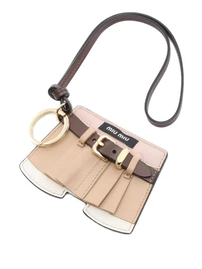 Pre-owned Miu Miu 2020s Trick Key Charm Mirror Bag Accessories In Brown