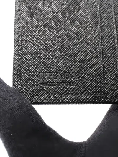 Pre-owned Prada 三角形logo皮质钱包（2020年代典藏款） In Black