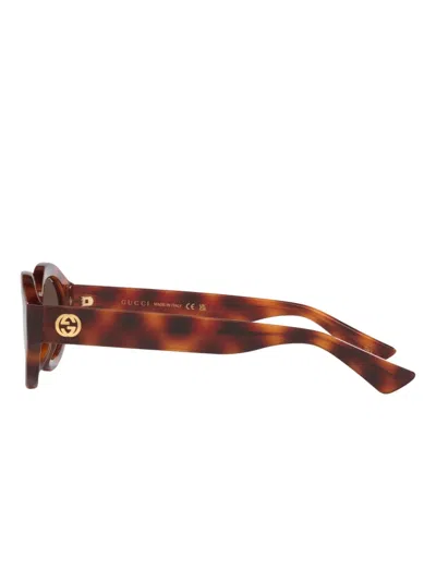 Gucci Womens Brown Gg1579s Oval-frame Injected Sunglasses In Red