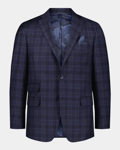 Robert Graham Kipton Windowpane Plaid Wool Blend Sport Coat In Blue