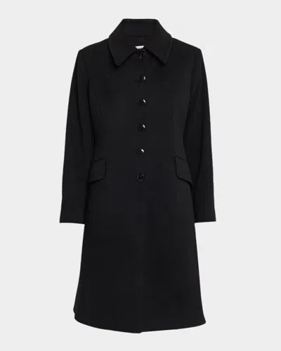 Fleurette Sofia Wool Fit-and-flare Coat In Black