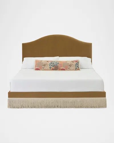 Massoud Myeshia Fringe Queen Bed In Brown