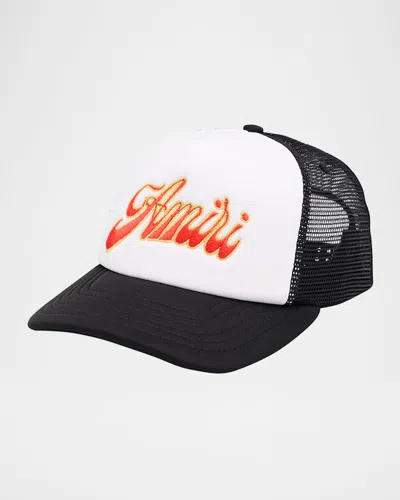 Amiri Structured Black Cap With Embroidered Logo In White