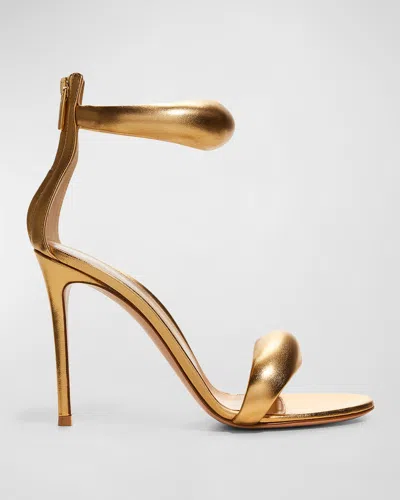 Gianvito Rossi Metallic Napa Ankle-cuff Stiletto Sandals In Gold