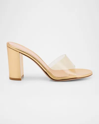 Gianvito Rossi Transparent Metal Block-heel Mule Sandals In Transparent