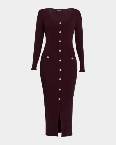 Generation Love Andolina Rib-knit Midi Dress In Burgundy