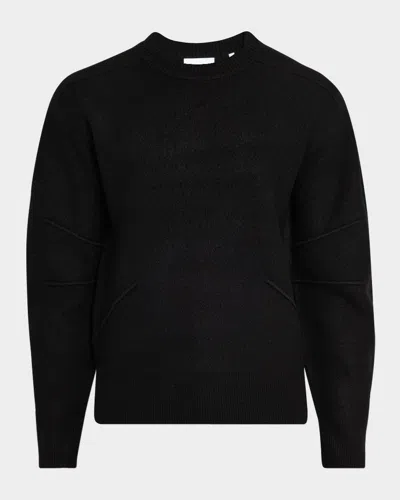 Helmut Lang Boiled Merino Wool Crewneck Sweater In Black