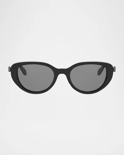 Bvlgari Serpenti Forever Acetate Oval Sunglasses In Black