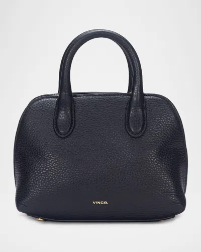 Vince Mini Delphine Pebble Leather Top Handle Bag In Black