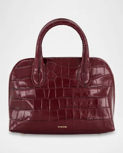 Vince Delphine Mini Croc-effect Leather Crossbody Handbag In Burgundy
