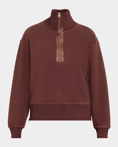 Varley Roselle Recycled Polyester Fleece Half Zip Pullover In Brown