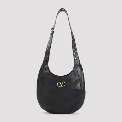Valentino Hoboho Small Shoulder Bag With Studded Strap In Black