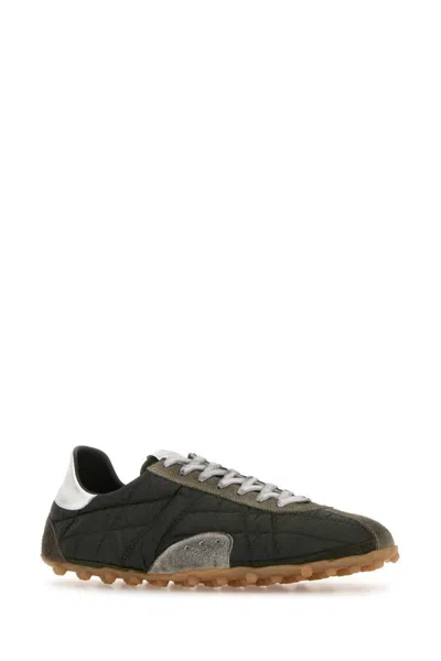 Maison Margiela Quilted-texture Sneakers With Rugged Sole And Suede Overlays In Multi