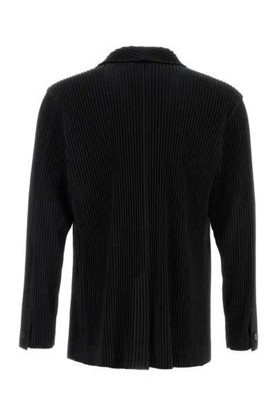 Issey Miyake Tailored Polyester Blazer Notched Lapel In Black