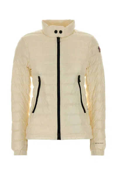 Moncler Grenoble Ivory Nylon Walibi Down Jacket In Brown