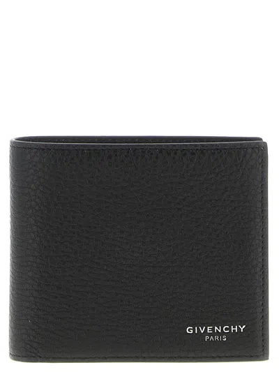 Givenchy Black Bi-fold Wallet With Logo Lettering On The Front In Grained Leather Man In Black