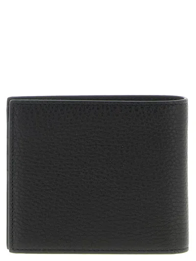 Givenchy Black Bi-fold Wallet With Logo Lettering On The Front In Grained Leather Man In Black