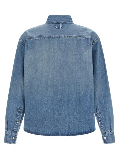 Jacquemus La Chemise De-nimes Simon With Embroidered Logo In Blue