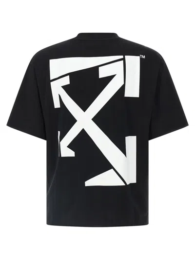 Off-white Oversized Black T-shirt With Contrasting Logo Print In Cotton