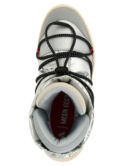 Adidas Originals X Moon Boot Quilted Lace-up Ace Boots In Silver