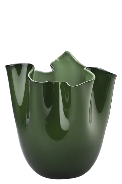 Venini 'fazzoletto' Vase In Green