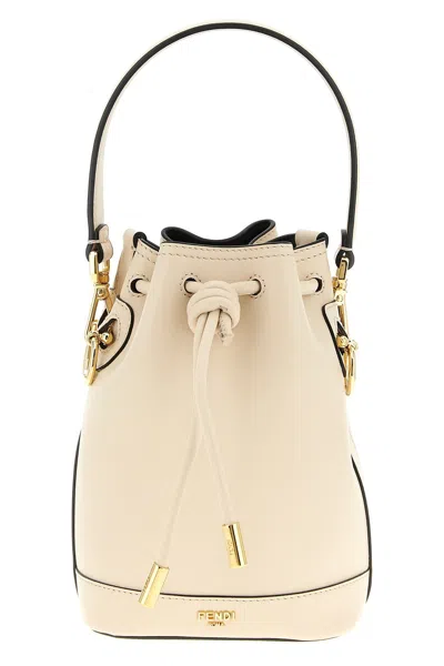 Fendi Women Ivory Leather Mon Tresor Bucket Bag In White