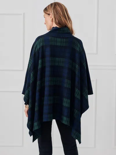 J.mclaughlin Women's Zora Poncho In Black Watch Navy | Cotton In Blue