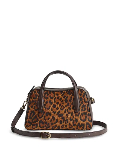 Madewell The Mini Crossbody Bag In Leopard-print Haircalf Caramel Multi In Animal Print