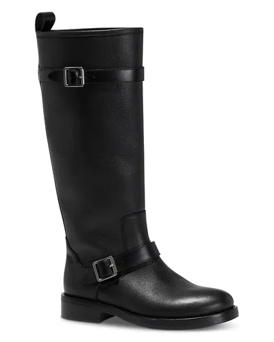 Simkhai Noah Buckled Full-grain Leather Knee Boots In Black