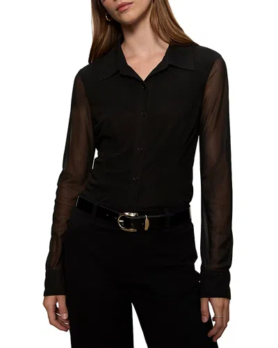 Sanctuary Mesh Button-up Shirt In Black