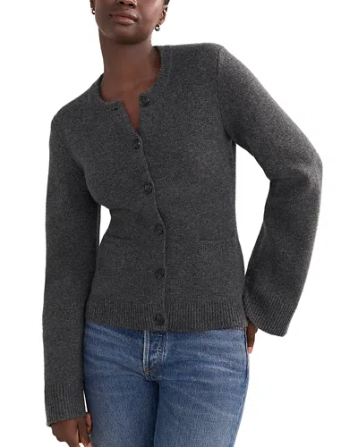 Jenni Kayne Cooper Wool Blend Crewneck Cardigan Sweater In Black