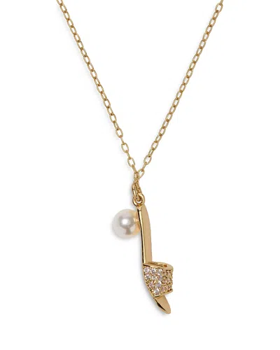 Kate Spade New York Gifting Life Of The Party Imitation Pearl & Pave High Heel Sandal Pendant Neckla In Gold